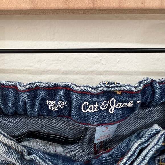 Cat & Jack Patchwork Straight Leg Jeans Size 5 - Picture 4 of 5